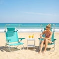 thumbnail image 2 of Outsunny Ensemble de 2 Chaises de Plage Pliantes avec Auvent Réglable, Turquoise, 2 of 10