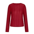 thumbnail image 2 of Glitter Mesh Tops for Women Long Sleeve Crew Neck Shiny Going Out Outfits See-thought Slim Fit Party Clubwear (XL, Red A), 2 of 7