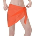 thumbnail image 3 of Geaub Orange Women's Short Wrap Skirt, Beach Sun Protection Shawl, Swimsuit Bra, Swimwear Tunic, 3 of 7