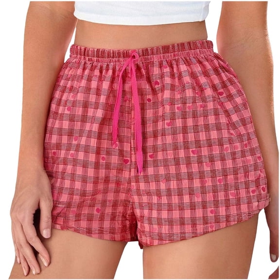 yeiolnoer Pajama Shorts Women Printed Sleep Lounge Shorts Cute Striped Sleepwear Drawstring Elastic Waist Shorts