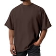 thumbnail image 2 of Mens Fashion Short Sleeve Tshirts Workout Oversize Pullover Solid Color Casual Tees Coffee XL, 2 of 5