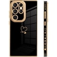 thumbnail image 4 of for Samsung Galaxy S23 Ultra 5G Case Love Heart Plating, Cute Pattern Luxury Elegant Cover for Girls Women, Camera Protector TPU Full Body Protection Case-Black, 4 of 10