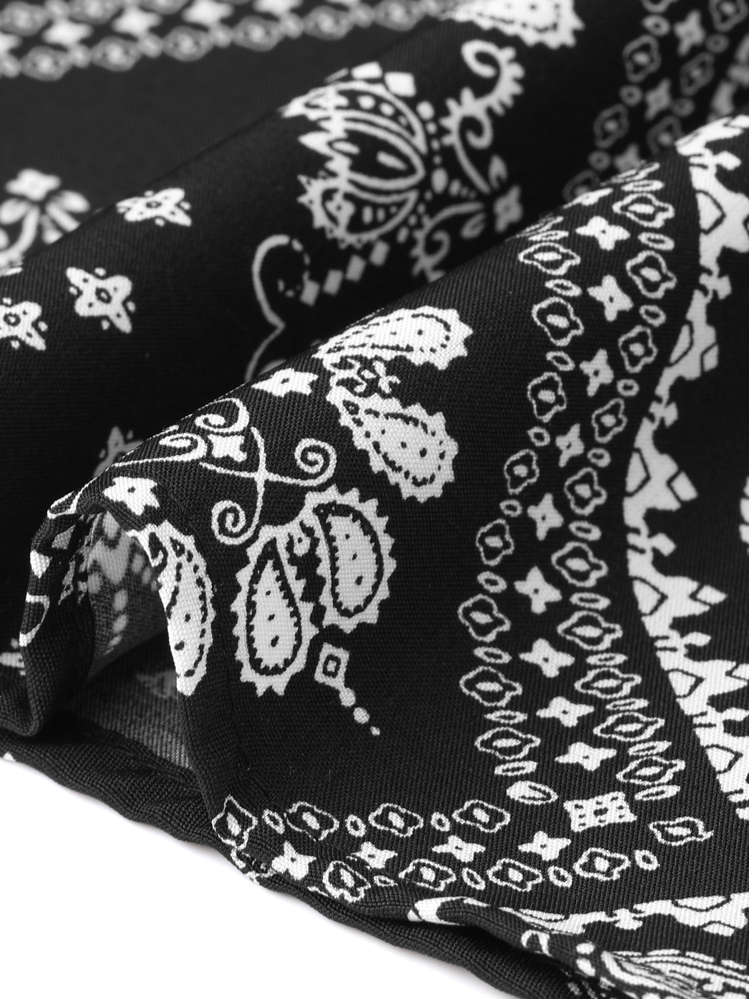 DARING DIVA Women's Paisley Print Elastic Boho Flowy Beach Skirt Medium Black