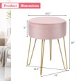 thumbnail image 2 of Patiojoy Modern Round Velvet Footrest Stool Upholstered Vanity Ottoman Chair Pink, 2 of 6