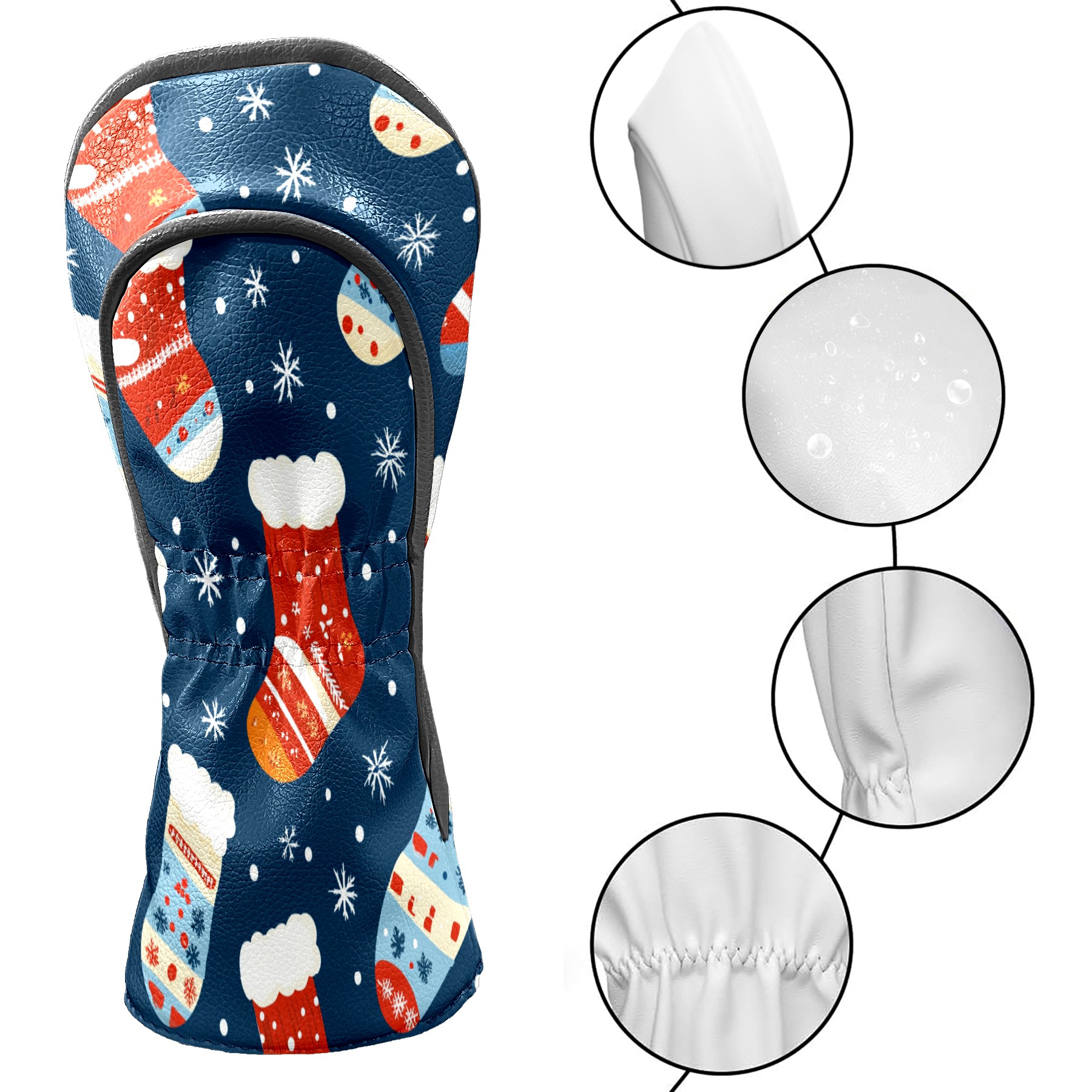 Golf Club Covers PU Leather Waterproof Head Covers for Fairway Woods Hybrids Christmas Stockings