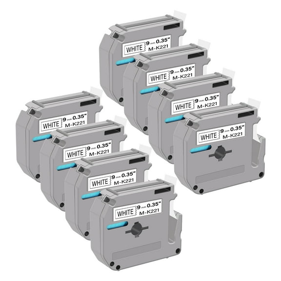 GREENCYCLE 8PK Compatible for Brother P-touch M Tape MK221 M-K221 M221 9mm 0.35" Black on White for Brother Ptouch PT-100 PT-M95 PT-90 PT-70 PT-65 PT-85 Label Maker Refills
