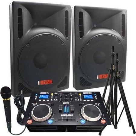 DJ System - 2000 Watts! - Complete DJ System - Everything you need to DJ - 12" Powered Speakers