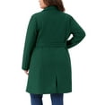 thumbnail image 4 of Agnes Orinda Women's Plus Size Winter Coats Single Breasted Lapel Belted Midi Pea Coats with Pocket 1X Dark Green, 4 of 6