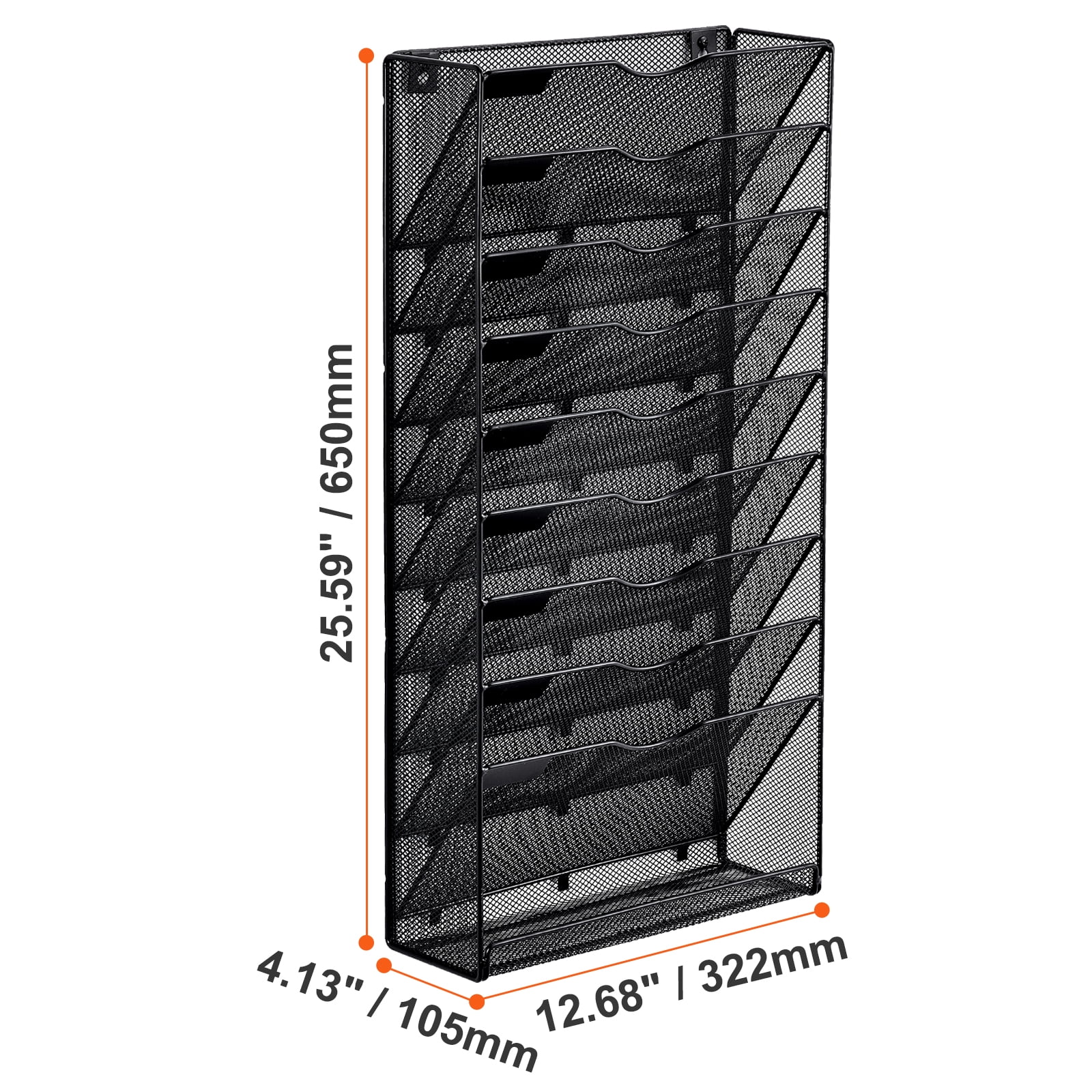 VEVOR File Wall Rack, Two-Piece 10 Pockets Mesh Wall File Holder, Wall Mounted Magazine Mail Paper & Document Storage Folder, Metal Wall File Organizer with Nametag Label, for Office Home & School
