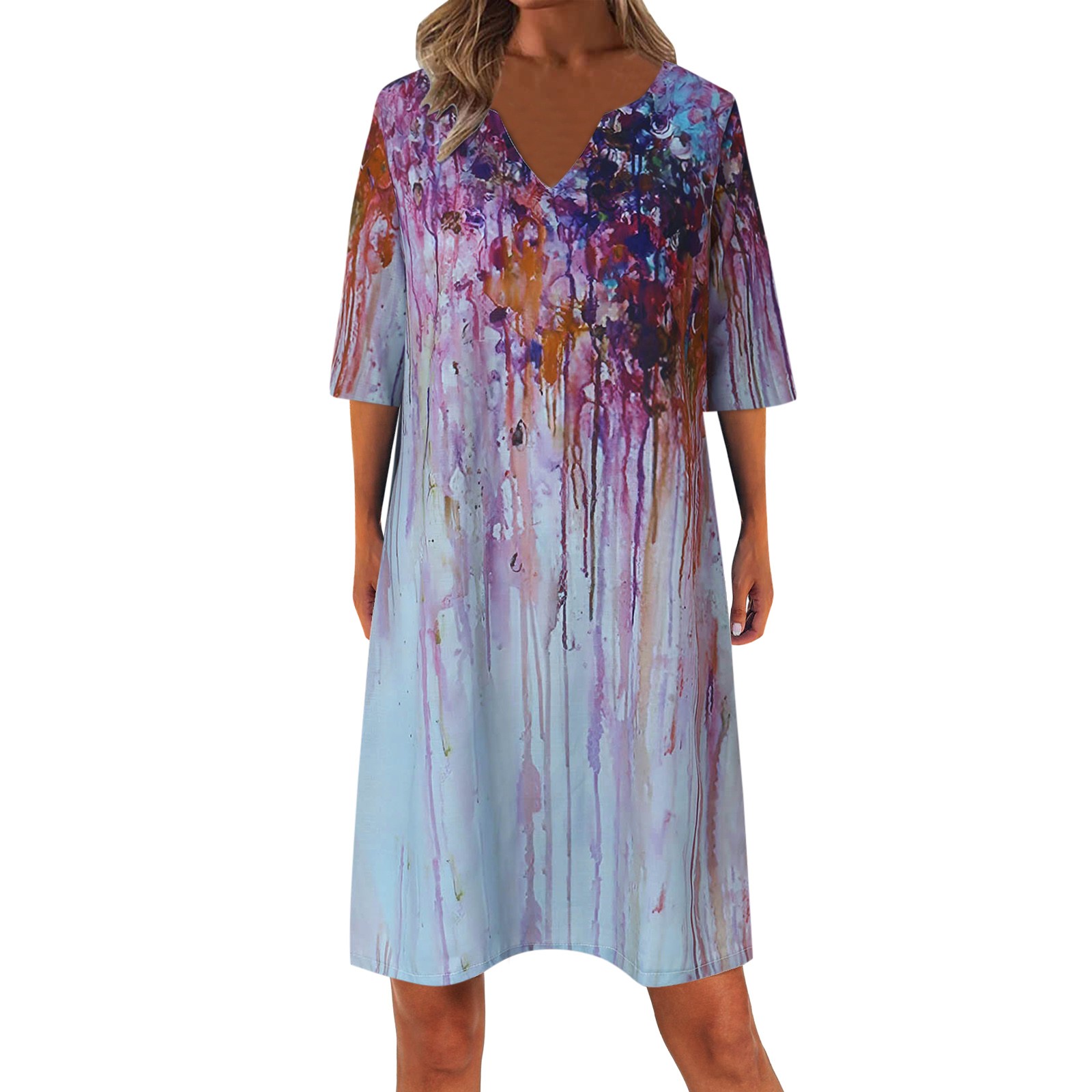 Fsqjgq Dresses for Women 2023 Female ALine Women Knee Length Linen