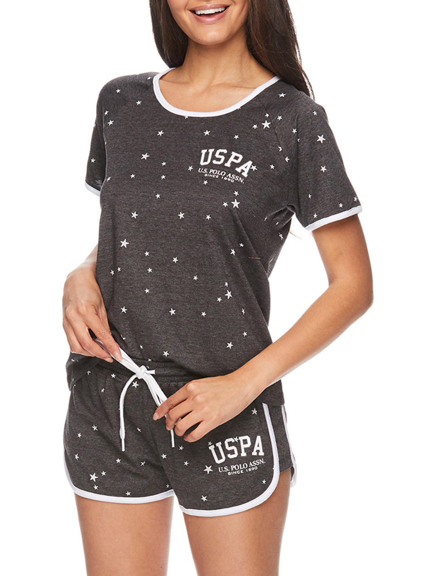 U.S. Polo Assn. Women's 2pc Short Sleeve Scoop-Neck Top and Shorts Lounge Pajama Sleep Set - image 2 of 5