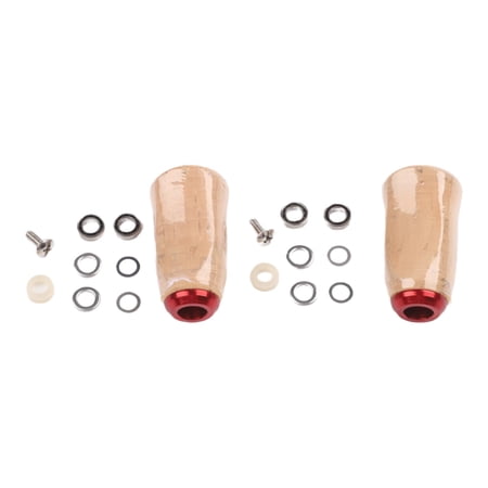 Solid Wooden Fishing Reel Knob Corks for Daiwa Tatula 3A for ZILLION Alphas Aluminum Alloy DIY Handle Grip with Bearings Black Gold Red Purple Silver 6g(2pcs red)