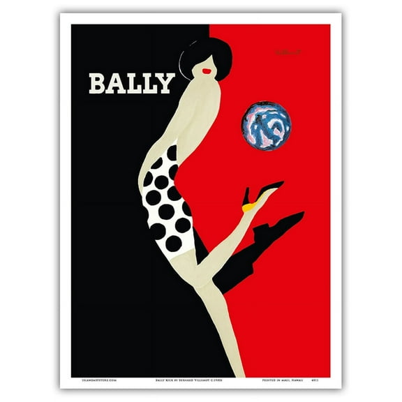 Bally Kick - Bally Shoes - Vintage Advertising Poster by Bernard Villemot c.1980s - Master Art Print (Unframed) 9in x 12in