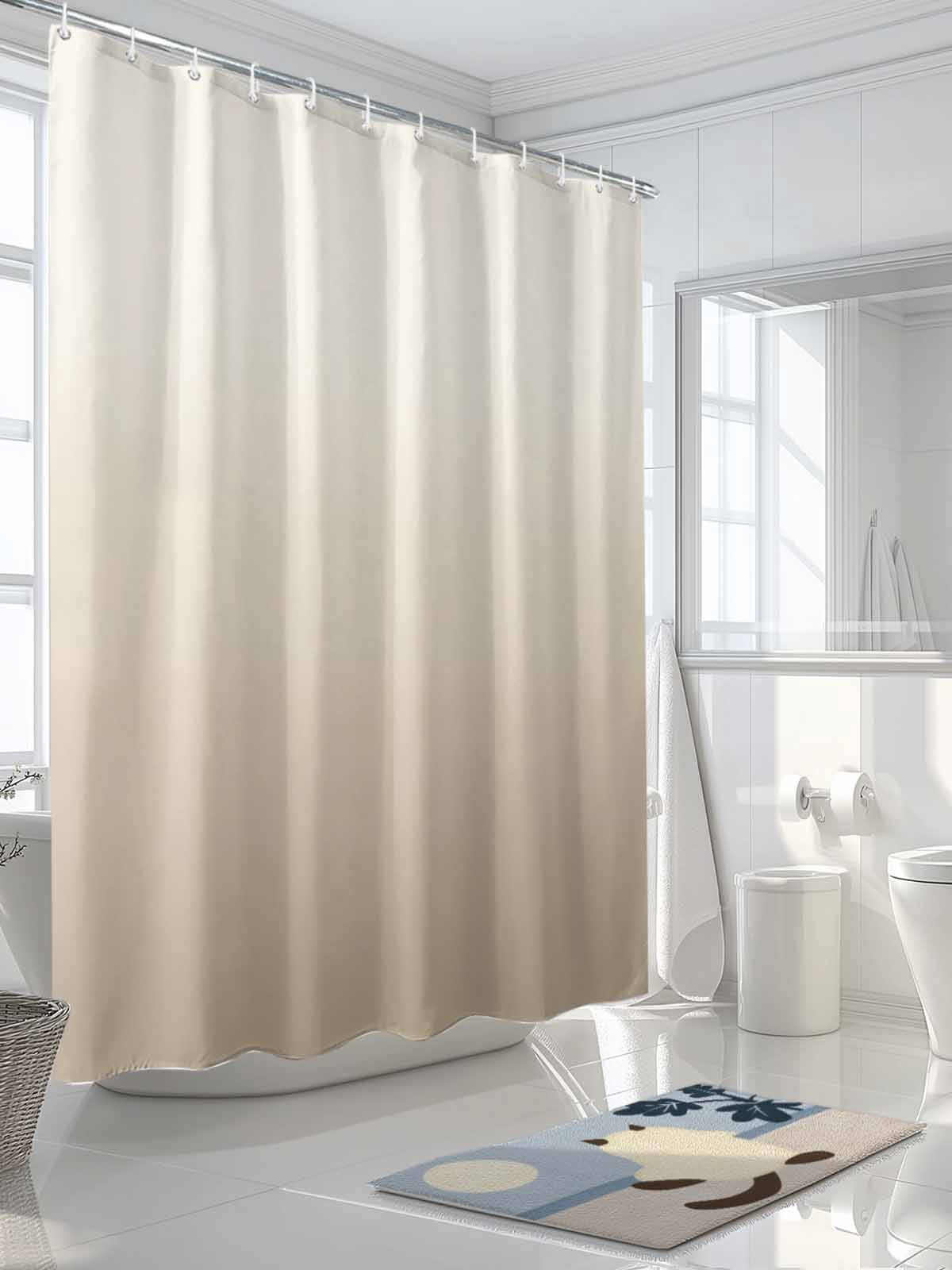 Boanket Polyester Fabric Beige Brown Ombre Shower Curtain, Modern Abstract Art Gradient Aesthetics Waterproof Bathtub Curtain Bathroom Decor Set with Hooks 72 x 78 Inches,