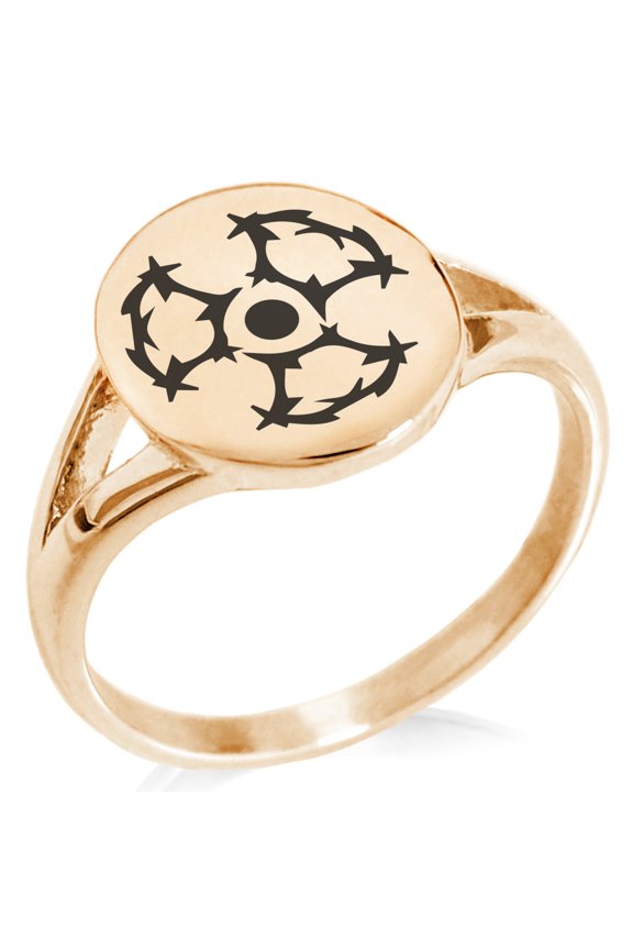 Stainless Steel Barbed Wire Radioactive Minimalist Oval Top Polished Statement Signet Ring