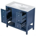 thumbnail image 3 of Kojooin 36" Freestanding Bathroom Cabinet with Undermount Ceramic Sink Bathroom Vanity Set with Cabinet Drawers Shelf for Small Space, Blue, 3 of 10