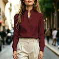 thumbnail image 6 of Lenpel Womens Long Sleeve Tops Business Casual Work Blouses Stand Collared Shirts Lightweight Fall Clothes, 6 of 7