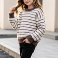 thumbnail image 4 of Spazoro Girls Striped Pullover Sweater Ribbed Cuffs, Loose Long Sleeve Round Neck Warm Casual Knit Jumper for Daily Wear Gray Size 9Months, 4 of 8