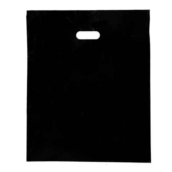 SSWBasics Retail Bags - Lightweight Black Merchandise Bags  15x18  Pack of 500  Plastic Gift Bags with Handles