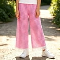 thumbnail image 5 of Nugftut Girls Pants Wide Leg Plaid Lace Trim Hem Casual Pants for Kids Size 12-13, 5 of 6