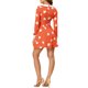 thumbnail image 3 of Vestido A Línea de Manga Larga con Cuello Peter Pan para Mujeres INSPIRE CHIC, por encima de la rodilla, Talla XS, Naranja-Corazón, 3 of 7