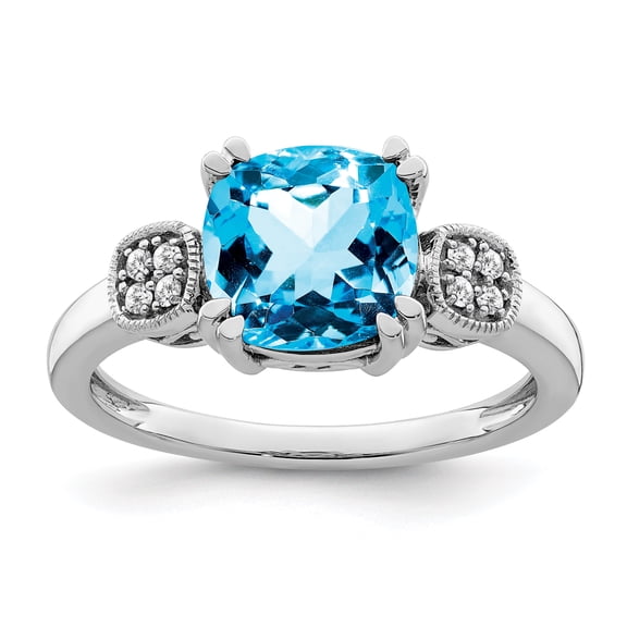 Primal Gold 14 Karat White Gold Blue Topaz and Diamond Ring