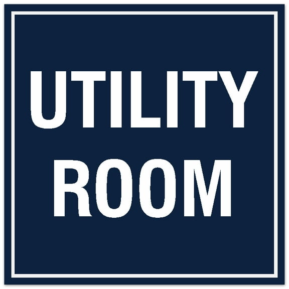 Signs ByLITA Square Utility Room Sign - Easy Installation | Durable Material (Navy Blue / White) - Large