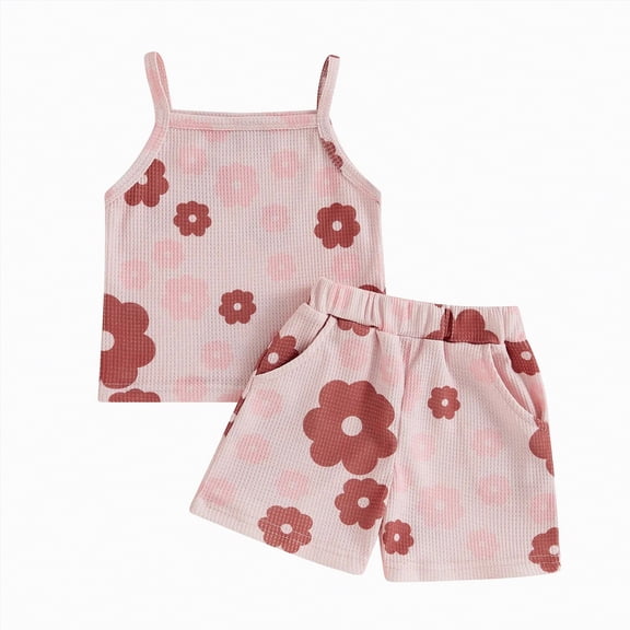 CAUYDY Toddler Girls Summer Clothes Baby Girl Ruffle Sleeveless Shirt with Buttons Bow Shorts Set Cute Outfits Kids Outfit Set 3T 4T 5T 6T 7T (Sizes 3-6 Months,D01-Red)
