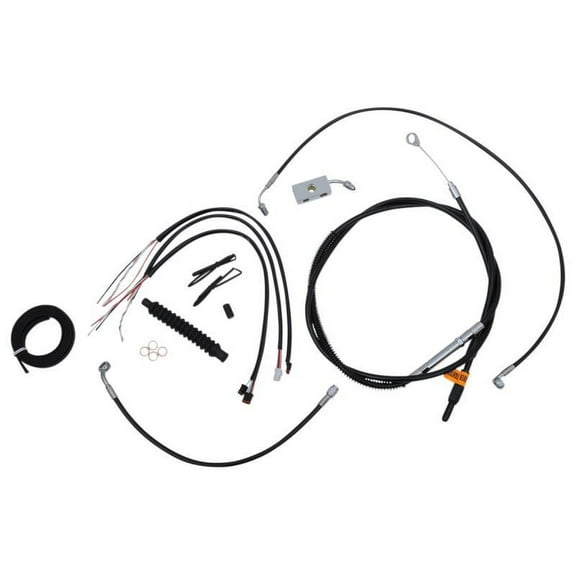 LA Choppers LA-8152KT2-16B Complete Handlebar Cable and Brake Line Kit - Black Vinyl/Stainless