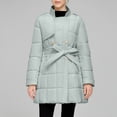 thumbnail image 6 of YYDGH Women's Winter Coats Double Breasted Notched Lapel Puffer Jackets Long Sleeve Tie Waist Quilted Jacket Warm Outwear with Pockets, 6 of 9