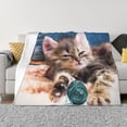 thumbnail image 1 of Fotbe Playful Cat Manta de Franela con Estampado, Manta Ultrasuave para Cama, Sofá, Auto, Hipoalergénica y Antibolitas-80"x60", 1 of 6