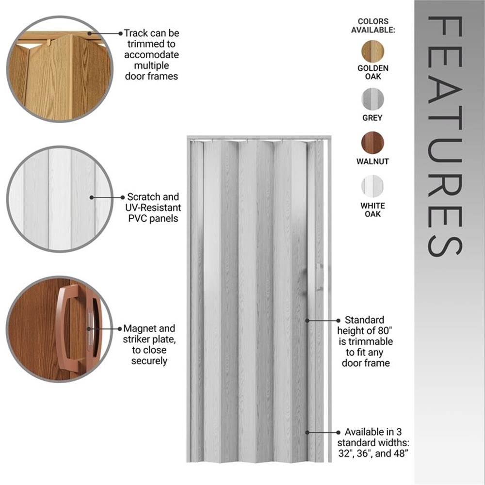 Pemberly Row 48" W PVC Foldable Accordion Doors or Privacy Room Divider - Gold