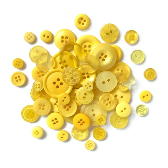 BUTTONS GALORE BIG BAG OF COLORFUL CRAFT & SEWING BUTTONS 4.5 OZ (APPROX 225 PCS) LEMON YELLOW