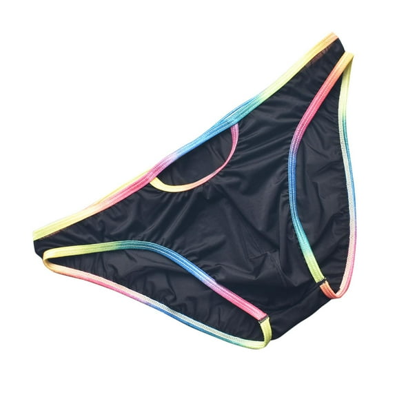 Bcresic Mens Bikini Underwear Low Rise Briefs Color Block Underpants with Built-in U Pouch G-Strings Sexy Lingerie 01-Black,Small