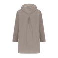 thumbnail image 5 of Lilgiuy Women's Spring And Autumn Cotton And Linen Hooded Long-Sleeved Top Shirt Coat Solid Color Button Mid-Length Coat(Gray,L) for 2022, 5 of 5
