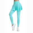 thumbnail image 5 of Huresd Women's Skirted Leggings Capri Skirt with Pockets Tummy Control Yoga Active Tights Pants Golf Tennis Workout Skort Light Blue XL, 5 of 6