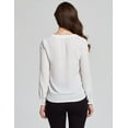 thumbnail image 5 of Camii Mia Womens T-shirts Long Sleeve Zipper V-neck White Shirts, 5 of 6