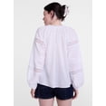 thumbnail image 4 of Scenario Women's and Women's Plus Smocked Neck Top with Lace Inserts, Sizes XS-4X, 4 of 6