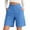 06-Light Blue, variant on Women's Cotton Linen Mid Rise Elastic Waist Shorts with Pockets Cozy Fashion Solid Casual Knee Length Summer Beach Daily Shorts 06-Light Blue S