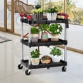 thumbnail image 2 of Portable Collapsible Service Cart, 3 Tier Folding Utility Cart Storage Trolley with 2 Lockable Wheels, 2 of 9