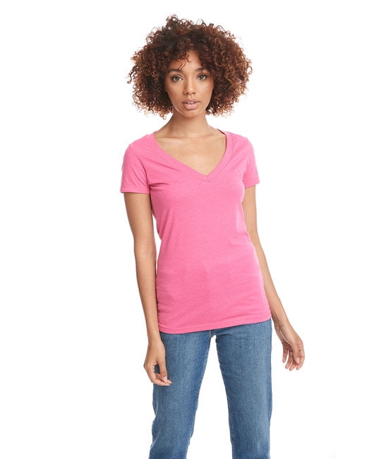 hot pink v neck t shirt women's