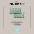 thumbnail image 5 of MARTHA STEWART Tulum Indoor Outdoor Decorative Lumbar Pillow 2-Pack Set, UV Fade Resistant, Water Repellent, Printed Modern Design, Green, 11"x18", 5 of 9