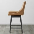 thumbnail image 3 of CHITA 26 inch Upholstered Swivel Fabric Counter Bar Stools with Back & Wood Legs,Faux Leather in Cognac Brown, 3 of 7