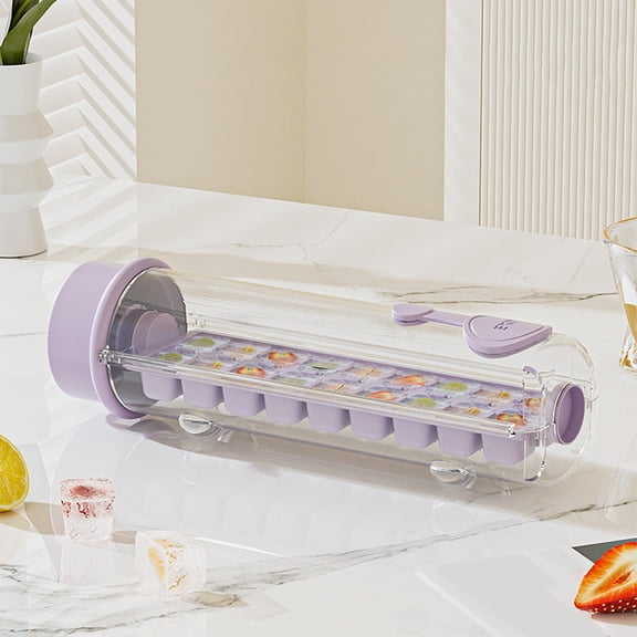 Ice Maker Tray with Lid, One Press Ice Dispenser and Storage Box, Covered Ice Tray for Freezer, Home Ice Making Tray for Kitchen and Parties