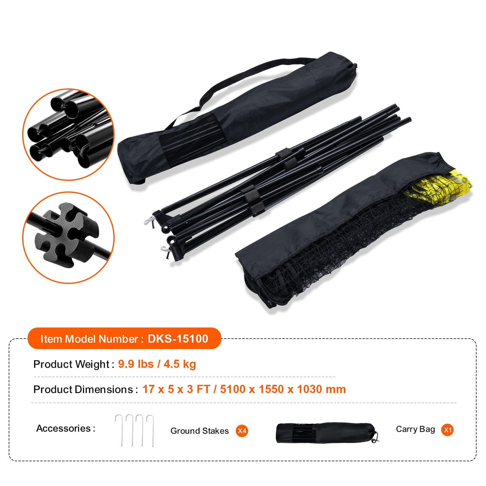 17ft Badminton Net Set Outdoor Portable Volleyball Pickleball Tennis Net