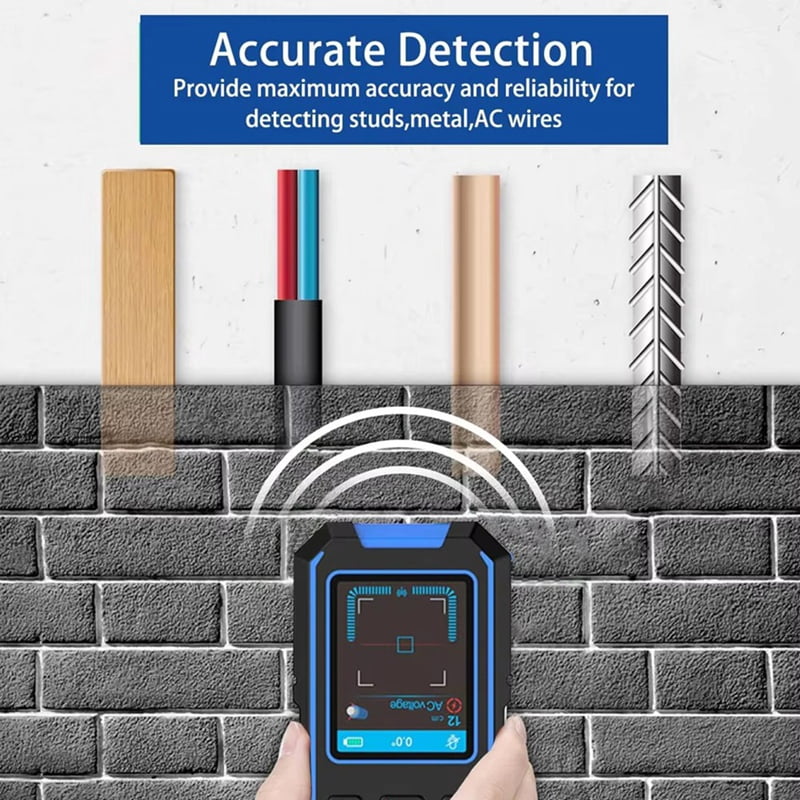 -518 Metal Detector LCD Display Wall Scanner with Positioning Hole for AC Live Cable Wires Metal Wood Stud Find