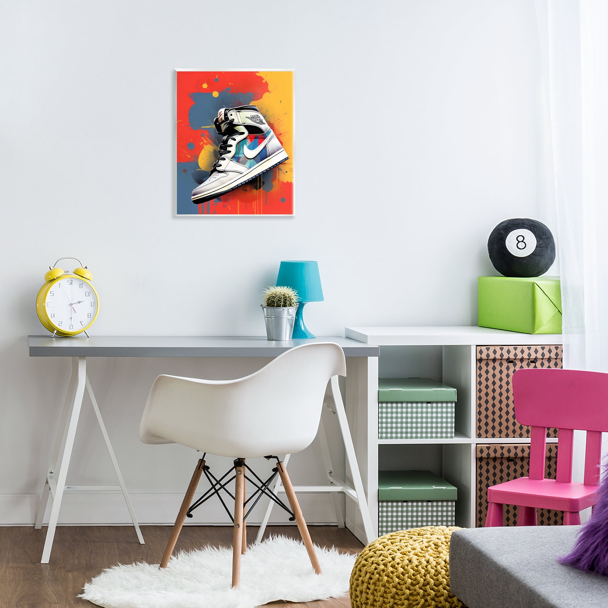 Stupell Industries Shoe With Colorblock Background Wall Plaque Art, design by Creative Studio