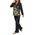 thumbnail image 3 of FOR U DESIGNS Butterfly Sunflower Button Up Pajamas for Women Long Sleeve Sleepwear Pants and V-neck Tops 2 Pack Size 3XL Button Down Pajama for Women Loose Fit, 3 of 7