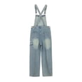 thumbnail image 5 of UACY Girls Denim Overalls with Adjustable Straps, Baggy Wide Leg Loose Fit Jean Jumpsuit Dungarees Pants Casual Preppy (Light Blue, 15-16 Years), 5 of 9
