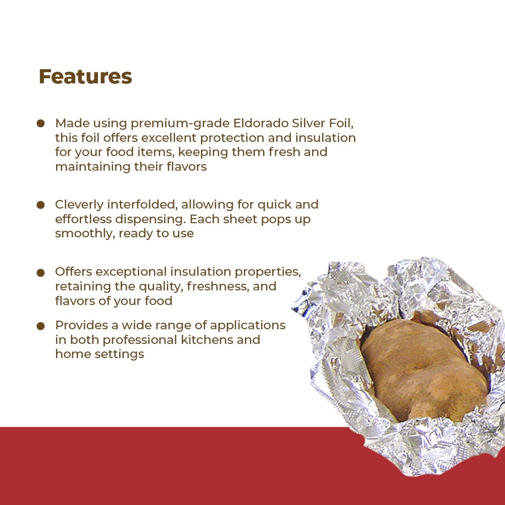 Pop-Up Interfolded Aluminum Foil Sheets 9" x 10 3/4" Silver 6 Boxes x 500/Box